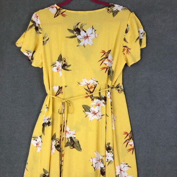 Lulus Heart Of Marigold Yellow Tropical Print Wrap Maxi Dress V Neck Costal - Picture 7 of 10